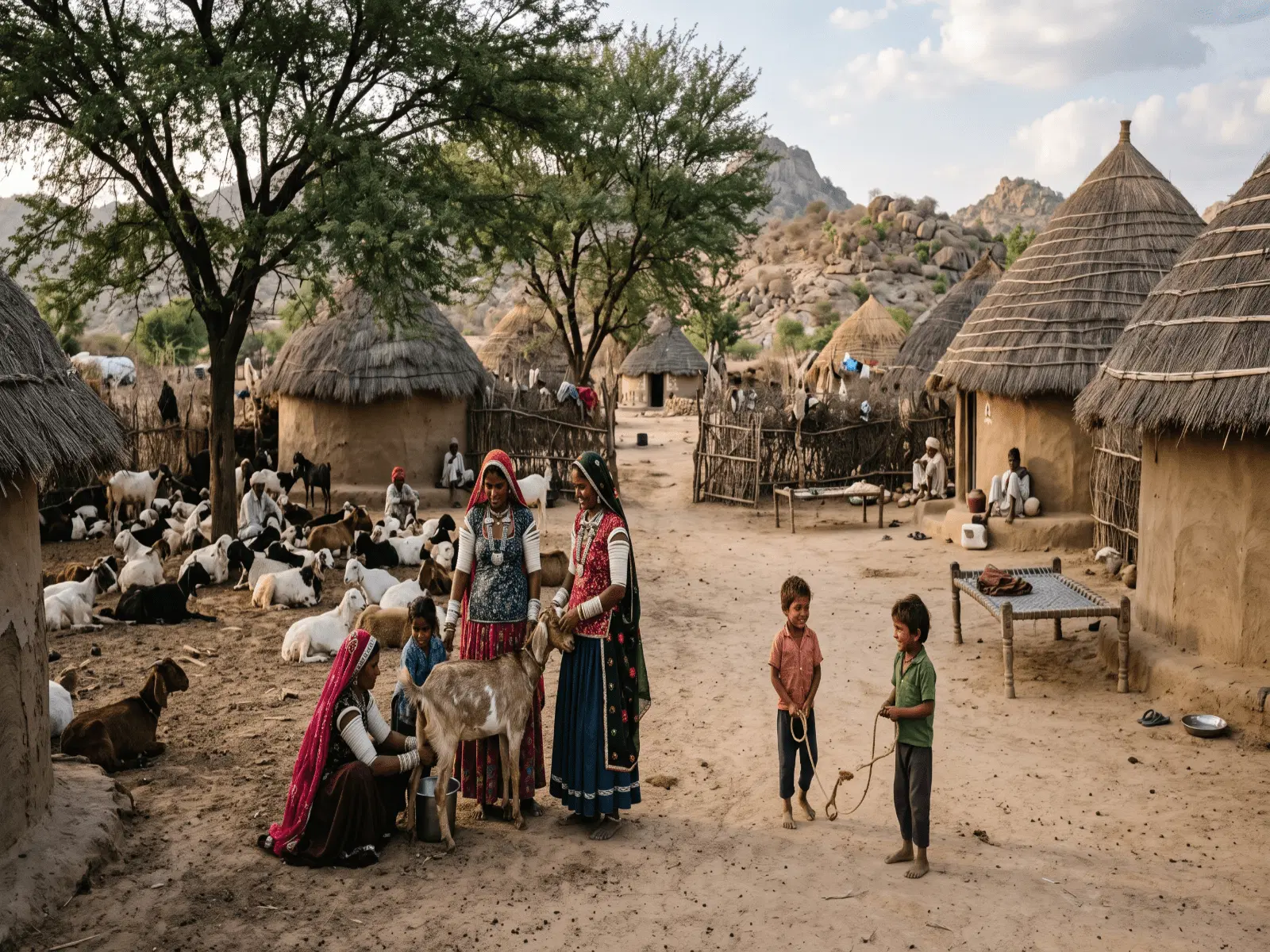 Rabari Settlement With Mud Houses